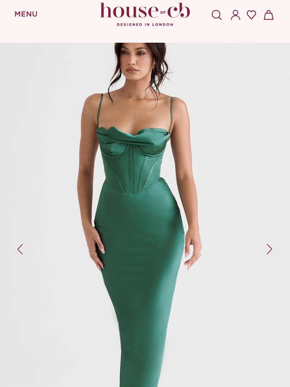 House of CB Charmaine forest corset maxi dress green size small women’s
